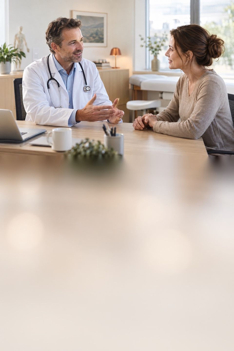 Arzt im persönlichen Beratungsgespräch mit einer Patientin